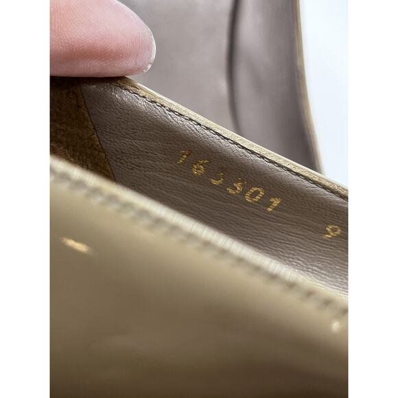 Gucci Beige Nude Vernice Diamond Nude Patent Leather Heels Pumps Rubber US Sz 9 - Picture 7 of 16